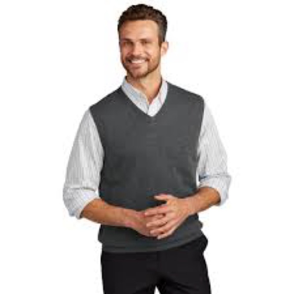 Club Room Men's V-Neck Merino Wool Sweater Vest in Charcoal Gray Size XLarge EUC